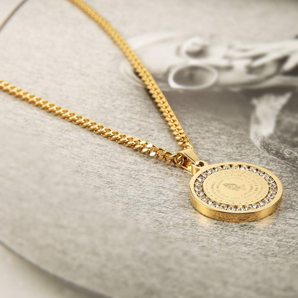 Bible Verse Prayer Necklace Gold Stainless Steel 
