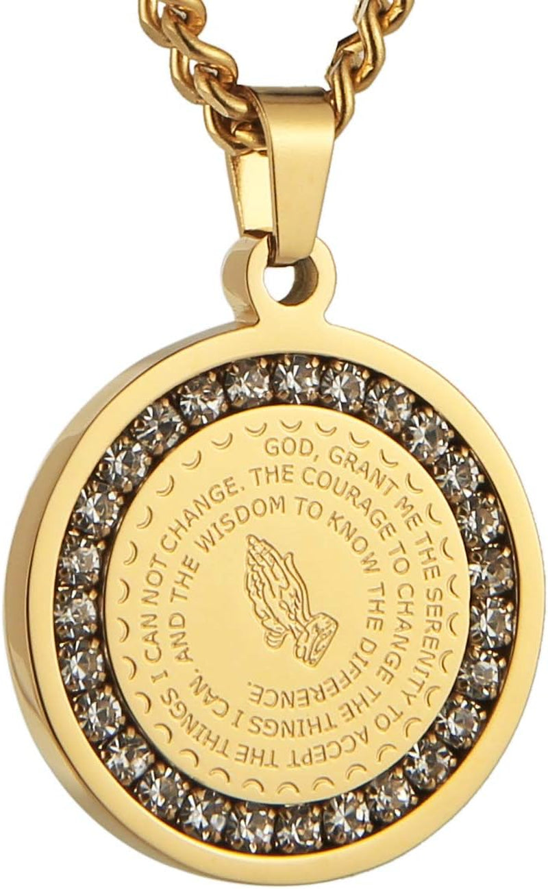 Bible Verse Prayer Necklace Gold Stainless Steel 
